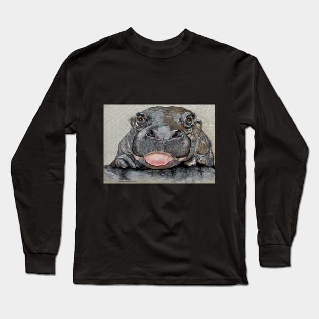 Cheeky Hippo Long Sleeve T-Shirt by KatareyDesigns